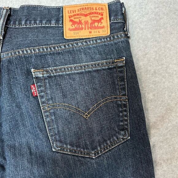Levi's 514 Men's Straight Leg Dark Blue Jeans Size 34x30 See measurements - Picture 2 of 16
